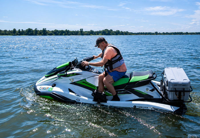 GateOr Rack current round-tube design mounted on Sea-Doo GTI rear deck