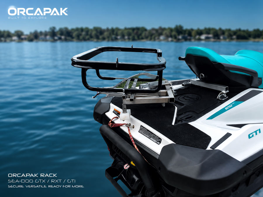 GateOr rack installed on Sea-Doo jet ski, showing LinQ fit