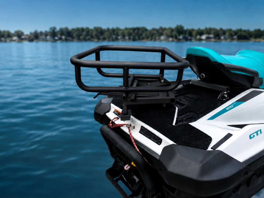 GateOr Rack carrying a cooler on a Yamaha WaveRunner riding on the water