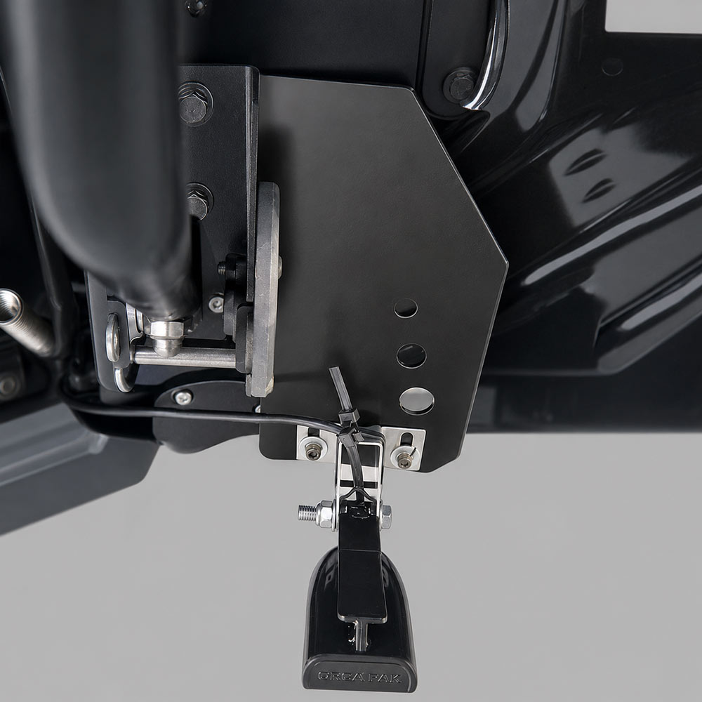 Orcapak transducer mounting plate installed on Yamaha jet ski